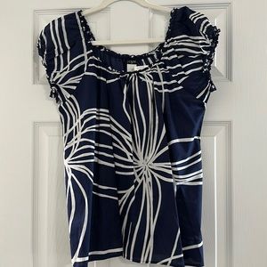 Beautiful JCrew sz L cap sleeve blouse 100% cotton